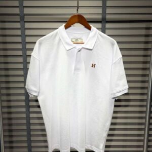 Hermès Premium Embroidered "H" Polo Shirt – Crisp White Edition