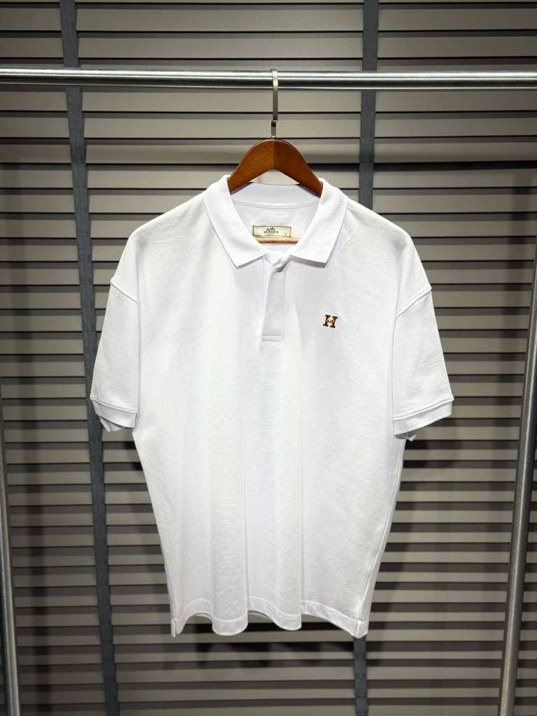 Hermès Premium Embroidered "H" Polo Shirt – Crisp White Edition