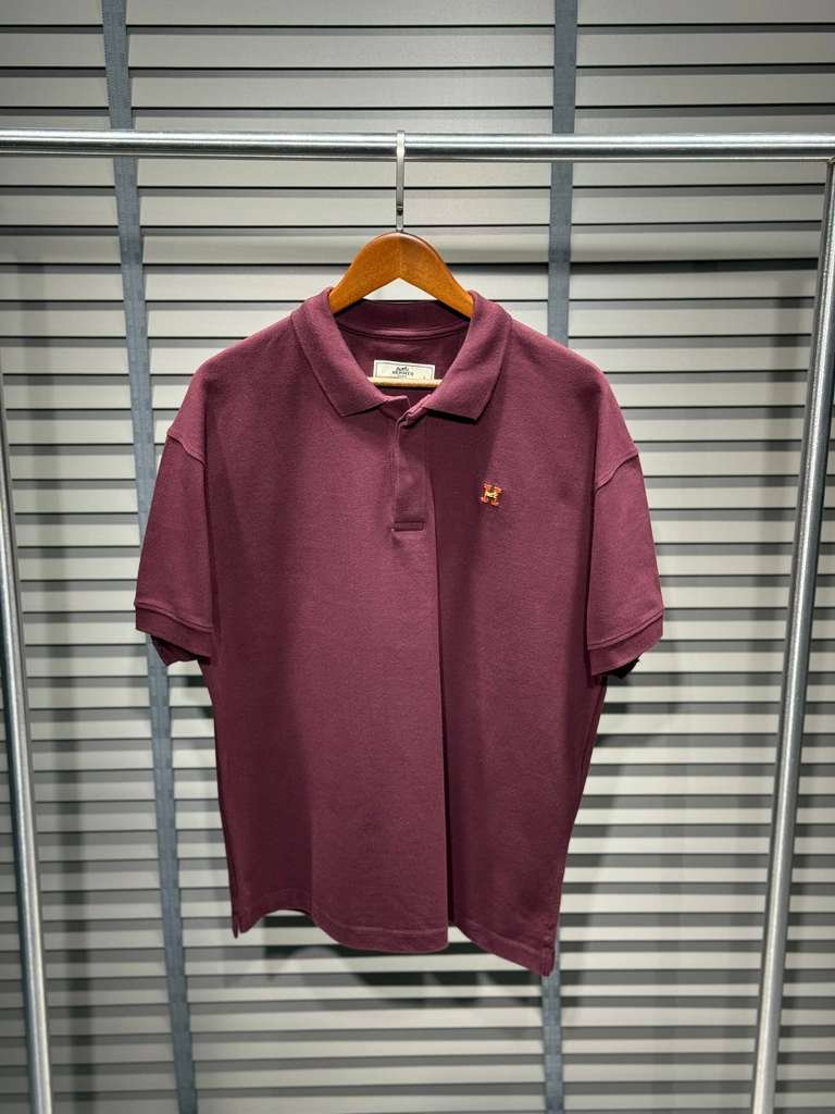 Hermès Premium Embroidered "H" Polo Shirt – Rich Burgundy Edition - Image 11
