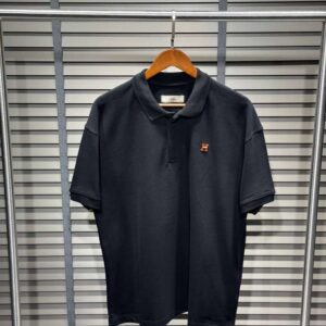 Hermès Premium Embroidered "H" Polo Shirt – Core Black Collection
