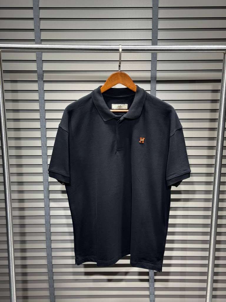 Hermès Premium Embroidered "H" Polo Shirt – Core Black Collection