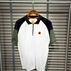 Hermès Luxury Tri-Color Piqué Polo Shirt with Leather Detail