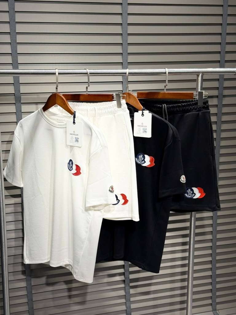 Moncler Luxury Two-Piece Tricolor Logo Loungewear Set - Crisp White