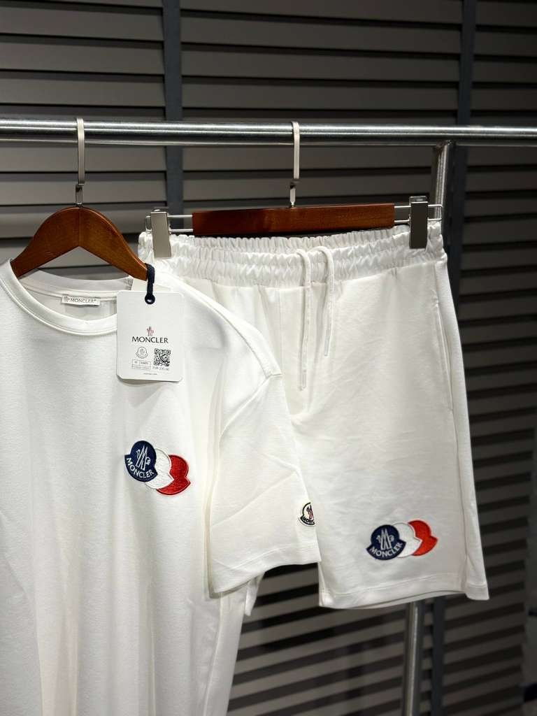 Moncler Luxury Two-Piece Tricolor Logo Loungewear Set - Crisp White - Image 2