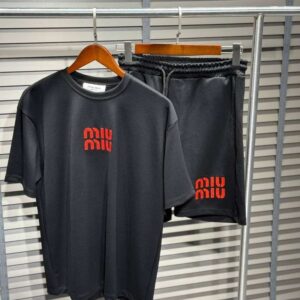 Miu Miu Luxury Two-Piece Loungewear Tracksuit Set - Matte Black