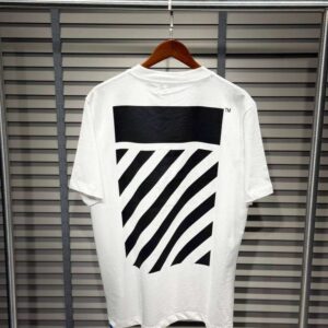 Off-White White Cotton Crewneck T-Shirt with Back Diagonal Graphics