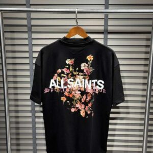 AllSaints Valen Back-Print Cotton Crewneck Tee - Jet Black