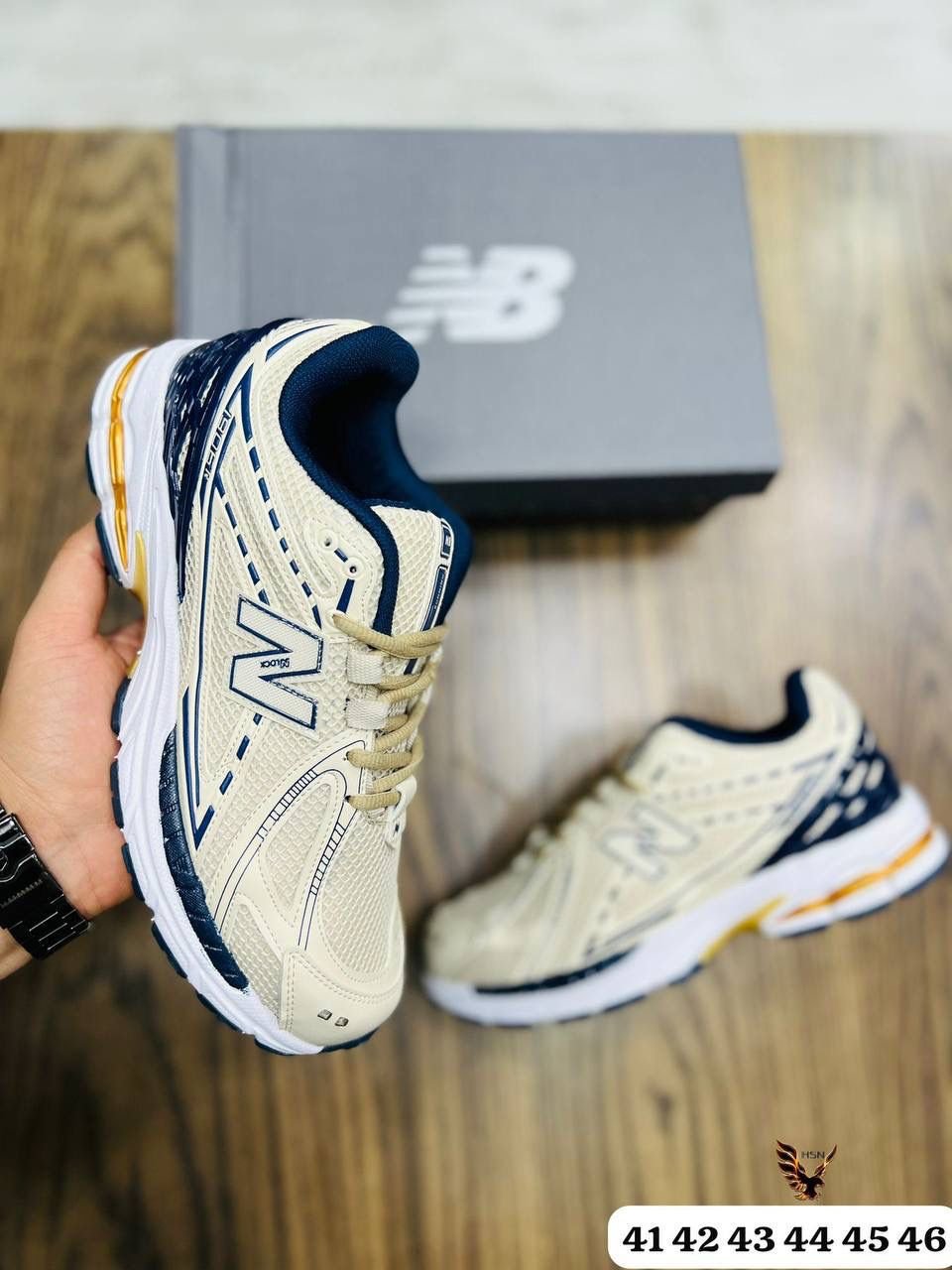 New Balance 1906R Retro Athletic Mesh Lifestyle Sneakers - Cream & Navy Blue