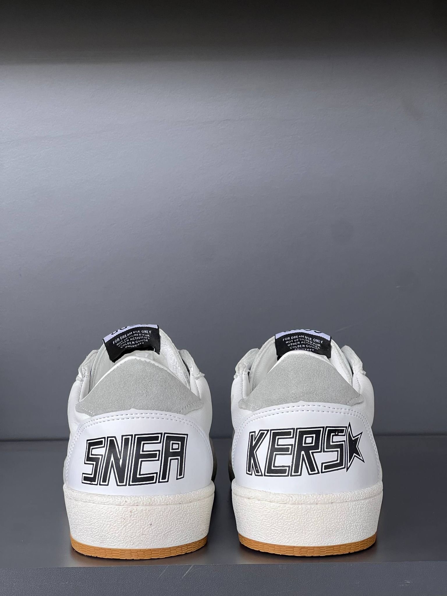 Golden Goose Deluxe Brand Ball Star White Leather Sneakers with Heel Graphic