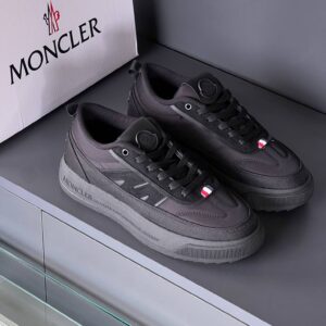 Moncler Triple Black Low-Top Platform Sneakers with Debossed Lettering