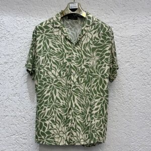 Men's Tropical Leaf Print Short Sleeve Camp Collar Shirt