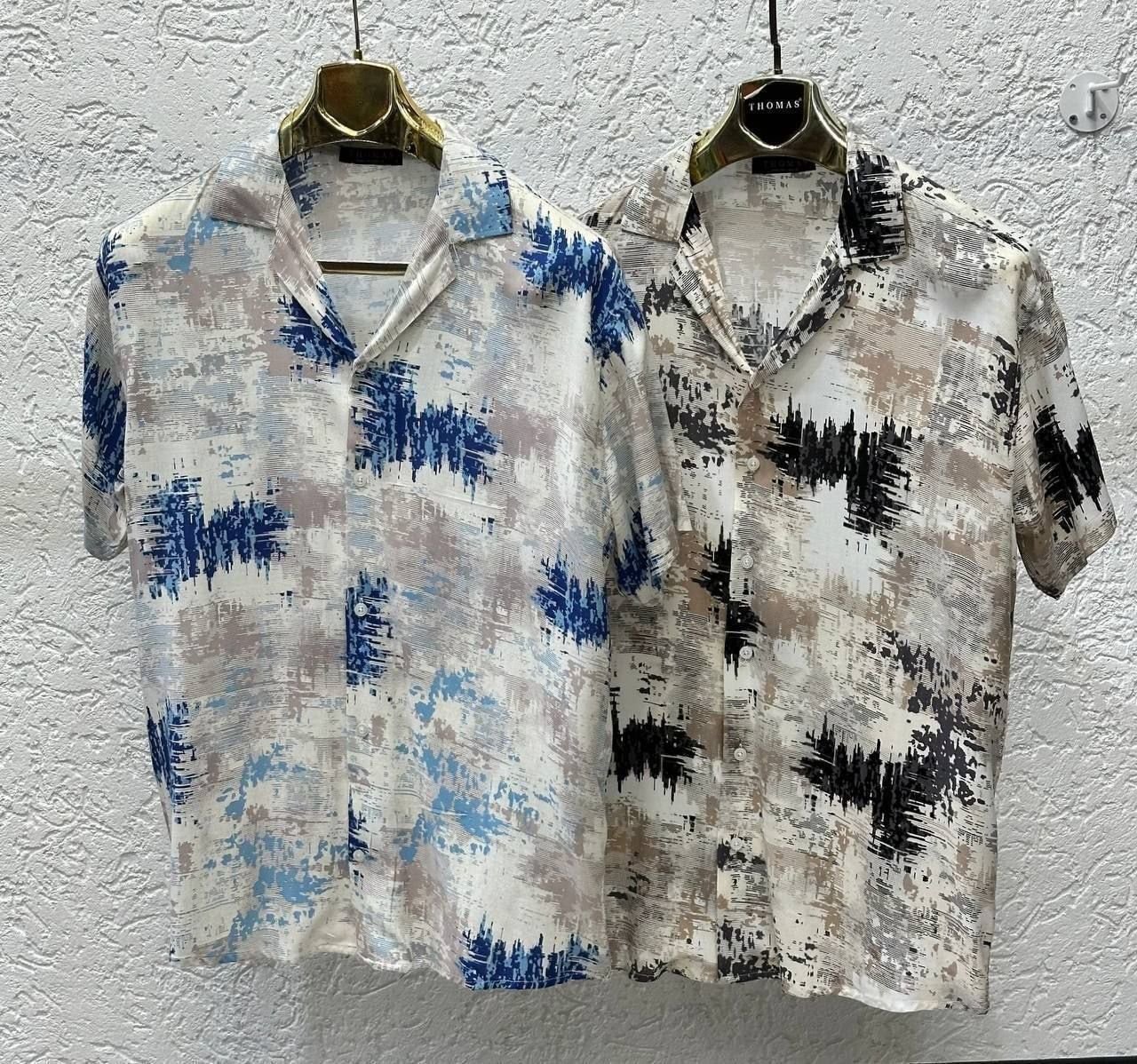 Men's Premium Abstract Print Short Sleeve Camp Collar Shirt - Image 2