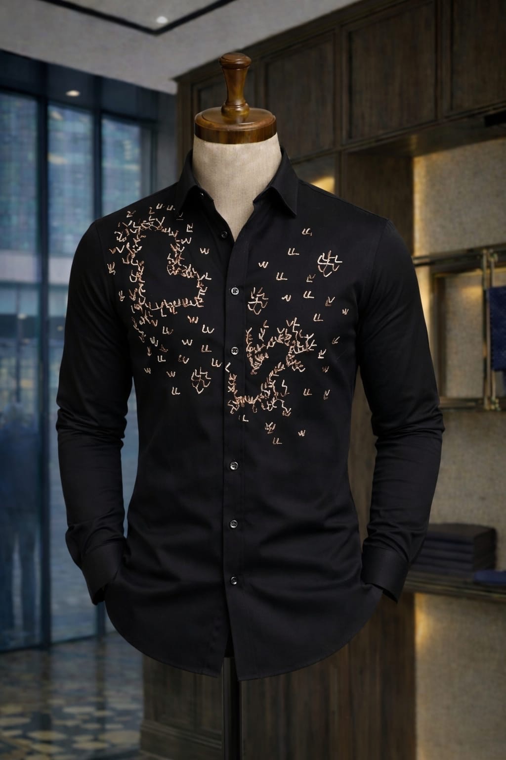 Men's Vertical Striped Short Sleeve Camp Collar Shirt - Image 4