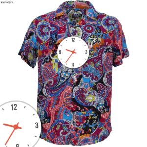 Men's Abstract Watercolor Botanical Short Sleeve Camp Collar Shirt