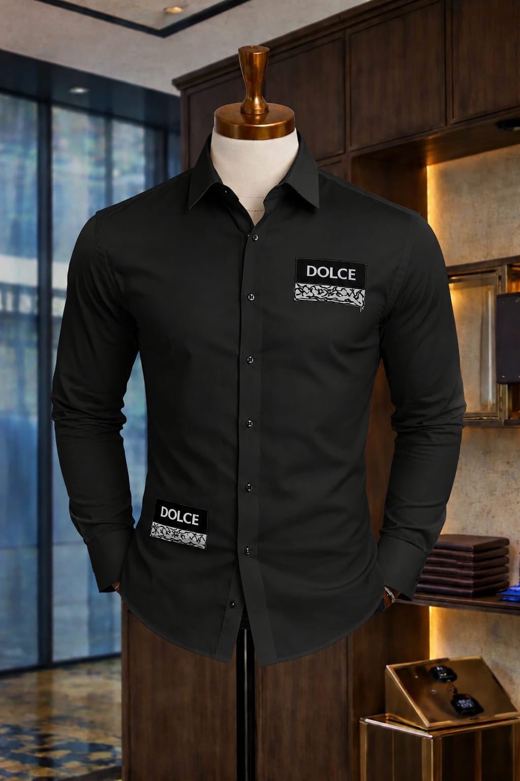 Men's Vertical Striped Short Sleeve Camp Collar Shirt - Image 5