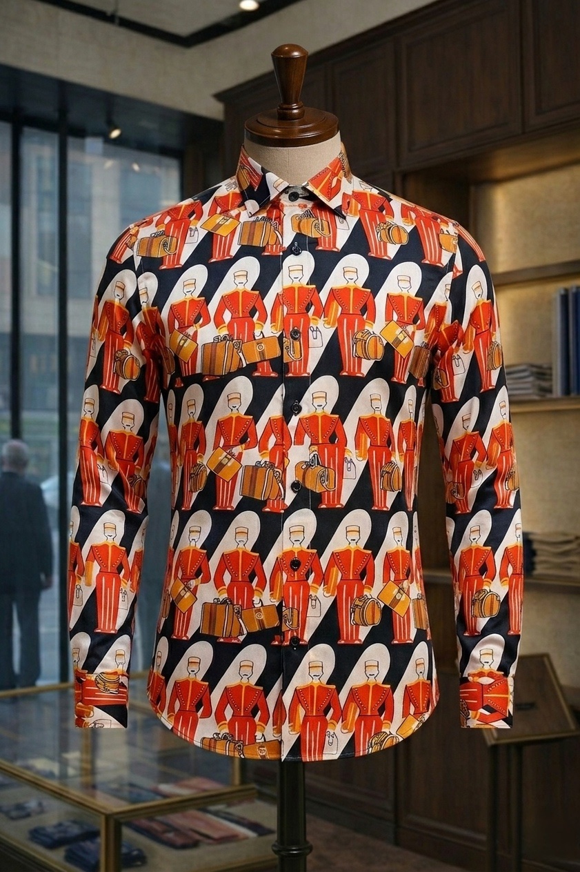 Men's Tropical Leaf Print Short Sleeve Camp Collar Shirt - Image 7
