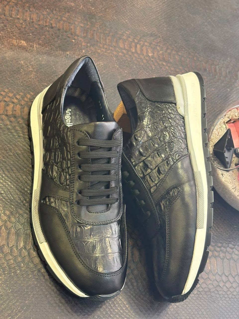 Alexander McQueen Oversized Low-Top Leather & Suede Sneakers - All Black - Image 3