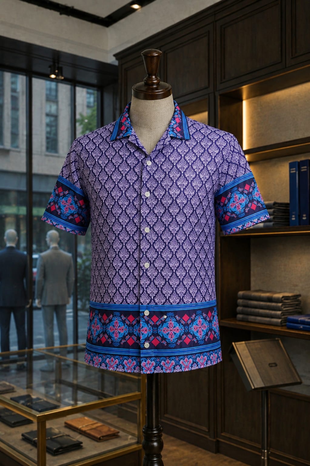 Men's Tropical Leaf Print Short Sleeve Camp Collar Shirt - Image 16