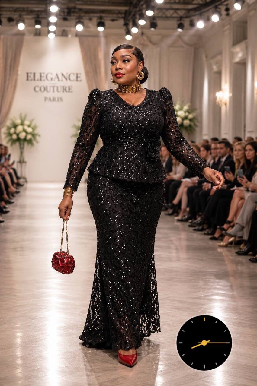 Luxury Sage Green Lace Peplum Gown – Beaded Long Sleeve Mermaid Evening Dress with Floral Accent - Image 3