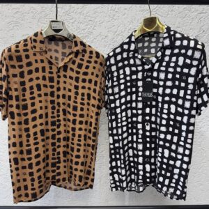 Men's Thomas Retro Textured Checkered Grid Short Sleeve Shirt
