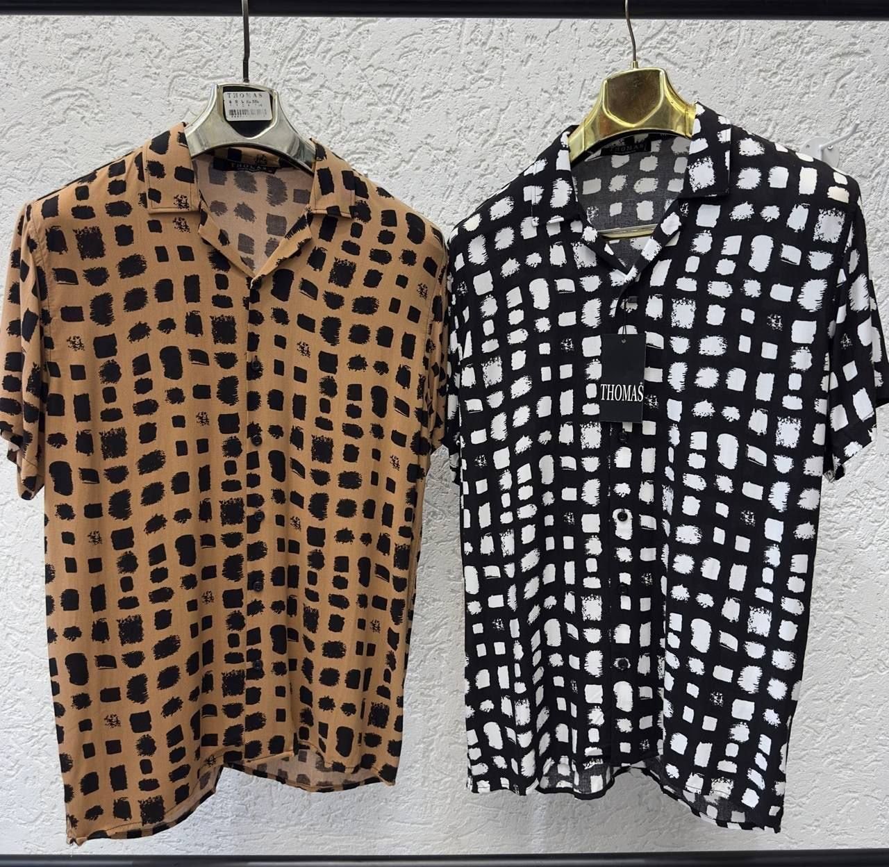 Men's Thomas Retro Textured Checkered Grid Short Sleeve Shirt