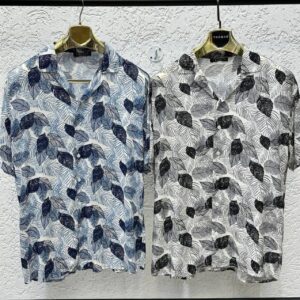 Men's Thomas Tropical Sketch Palm Leaf Short Sleeve Casual Shirt