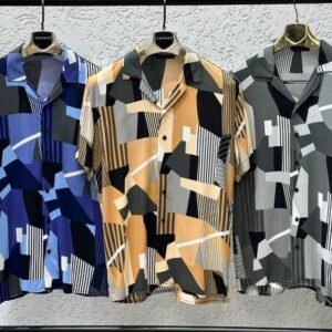 Men's Thomas Retro Abstract Geometric Patchwork Short Sleeve Shirt