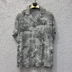 Men's Thomas Vintage Toile de Jouy Wildlife Print Short Sleeve Shirt