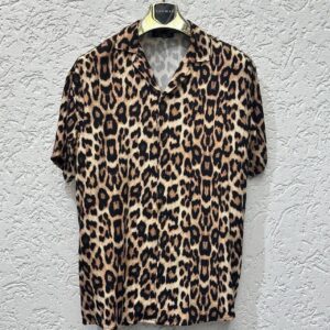 Men's Thomas Bold Leopard Animal Print Short Sleeve Casual Shirt