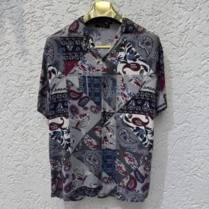 Men's Thomas Retro Paisley Patchwork Short Sleeve Casual Shirt