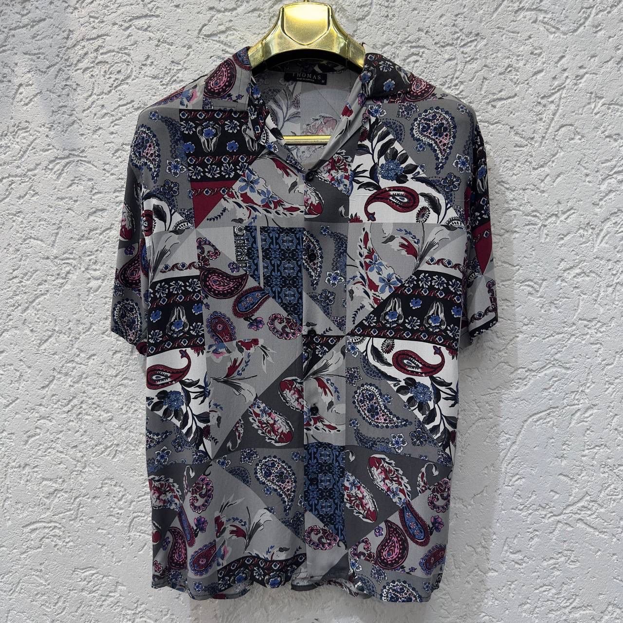 Men's Thomas Retro Paisley Patchwork Short Sleeve Casual Shirt