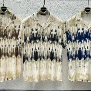 Men's Thomas Retro Tie-Dye Ikat Print Short Sleeve Casual Shirt