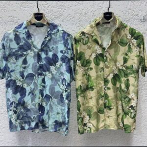 Men's Thomas Tropical Jasmine Leaf Print Short Sleeve Casual Shirt