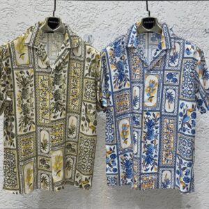 Men's Thomas Tropical Patchwork Tile Print Short Sleeve Shirt