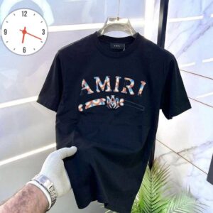 Amiri Men's Leopard Print Logo Graphic T-Shirt — White Premium Cotton Crewneck Tee