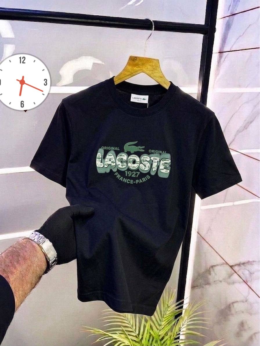 Lacoste Men's Vintage Croc Heritage Graphic T-Shirt — Black Premium Cotton Crewneck Tee - Image 2
