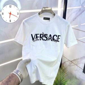 Versace Men's Barocco Silhouette Logo Graphic T-Shirt — Black Premium Cotton Crewneck Tee