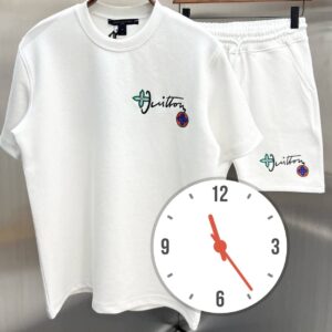 Louis Vuitton Chest Script Monogram Embroidered T-Shirt & Shorts Matching Set