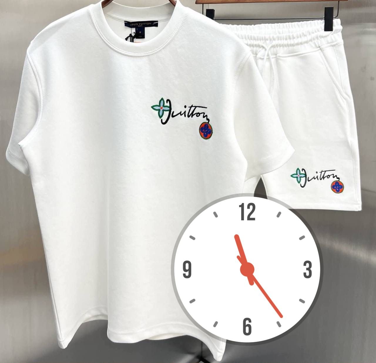 Louis Vuitton Chest Script Monogram Embroidered T-Shirt & Shorts Matching Set