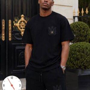 Men's Premium Streetwear 2-Piece Short Set – Oversized T-Shirt & Shorts Co-ord (Black / Monogram)