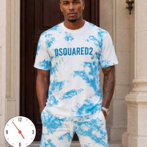 Men's Designer Tie-Dye 2-Piece Short Set – Graphic Crewneck T-Shirt & Shorts Co-ord